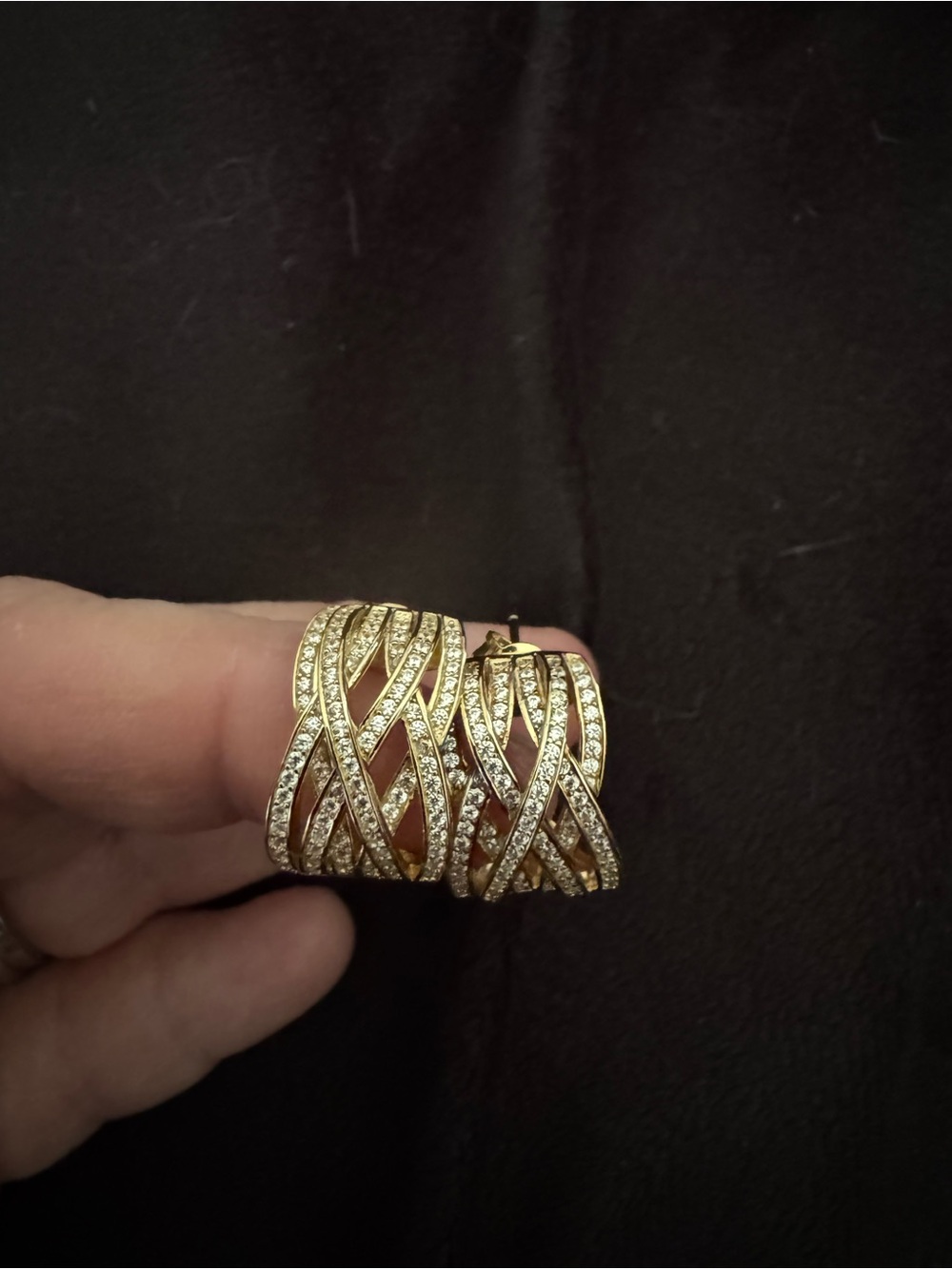 Gold plated Crystal Braided Hoop Earrings - Women Jewelry